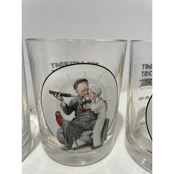 Vintage THE SATURDAY EVENING POST NORMAL ROCKWELL  4 GLASS SET COLLECTION - Picture 3 of 8